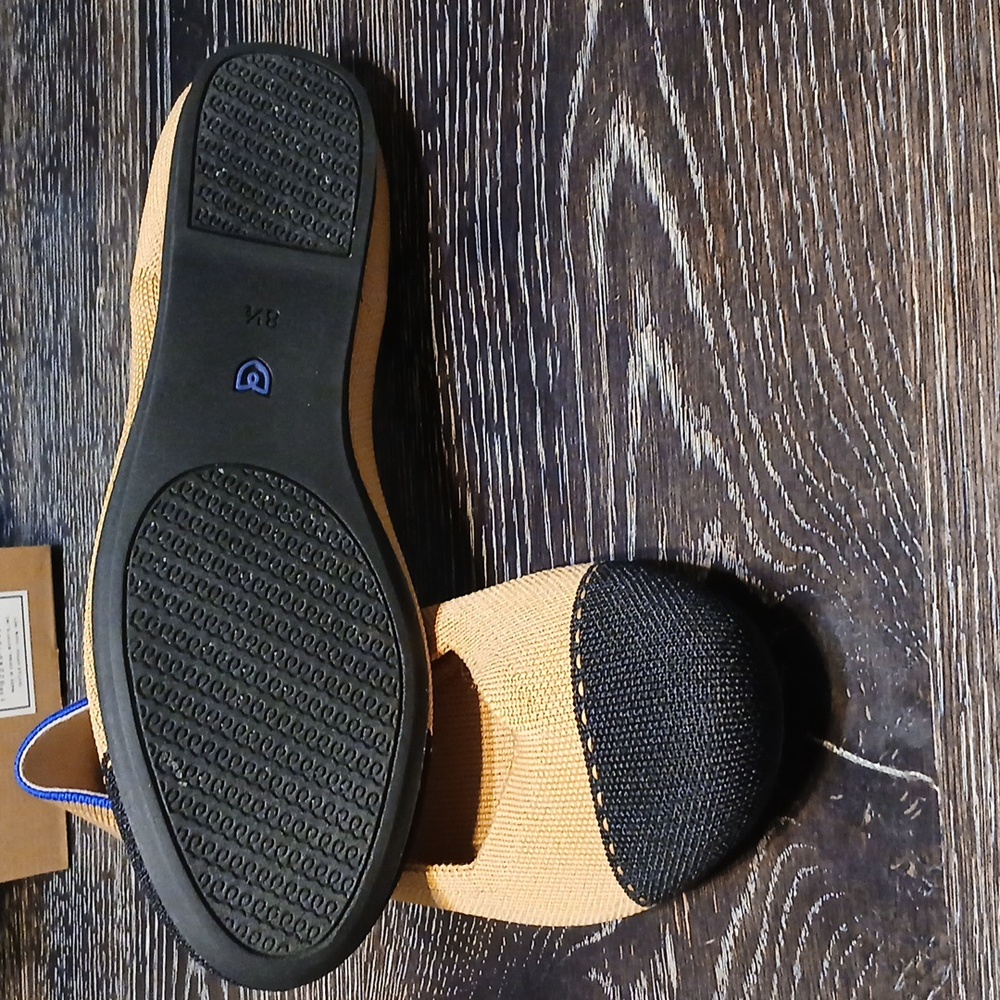Rothy's Mustard Yellow and Black Cap-Toe Flats - Picture 3 of 5